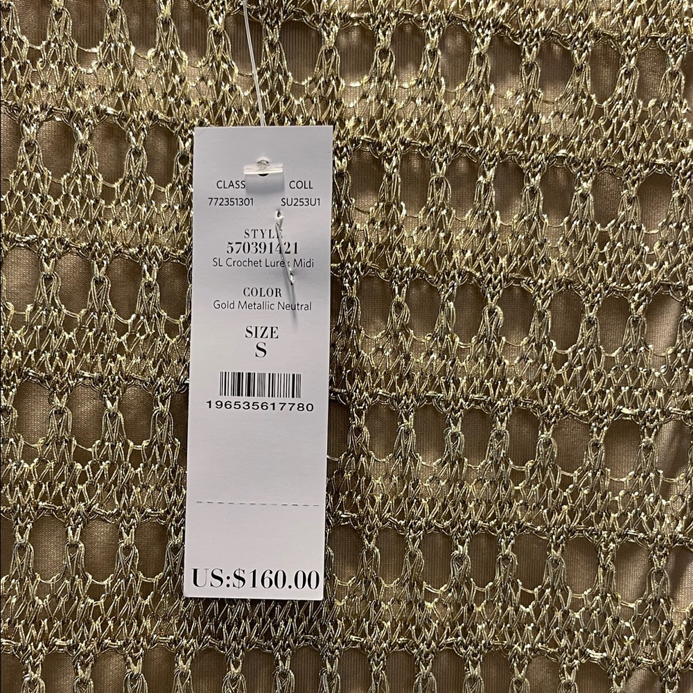 NWT WHBM size S Elegant Gold Knit Dress - Picture 7 of 7